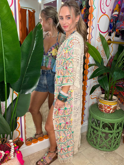 Gypsy Soul Maxi Kimono Crochet Jacket