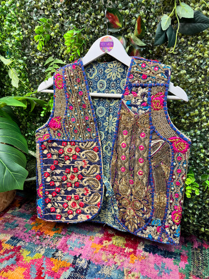 Tapestry Vintage Waistcoat - Blue