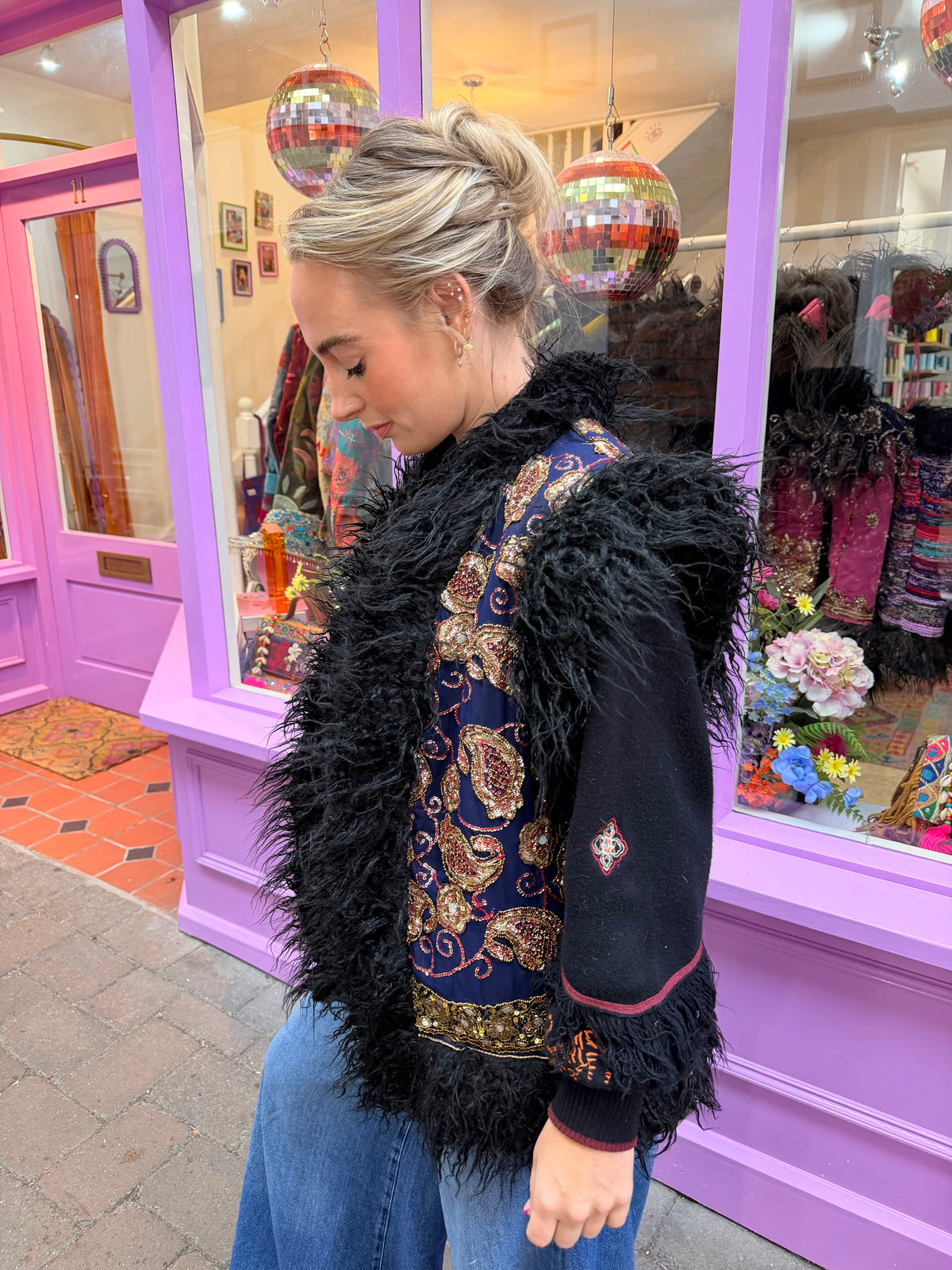 Faux Fur Sari Gilet - 3