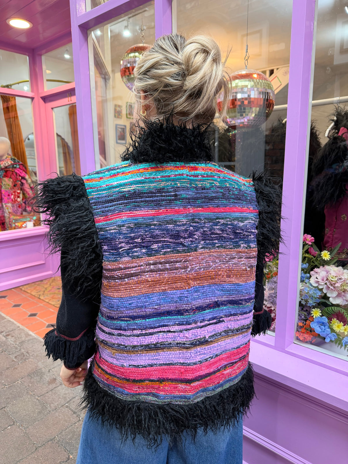 Faux Fur Rag Rug Gilet - 2