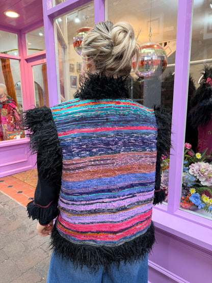 Faux Fur Rag Rug Gilet - 2