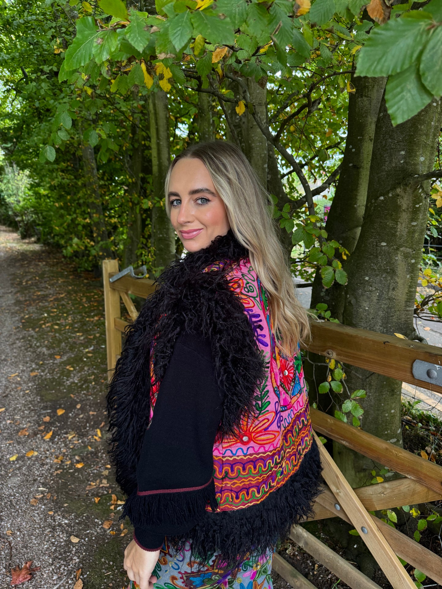 Faux Fur Flower Gilet