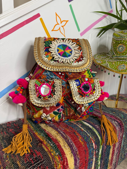 Boho Medium Gold Backpack