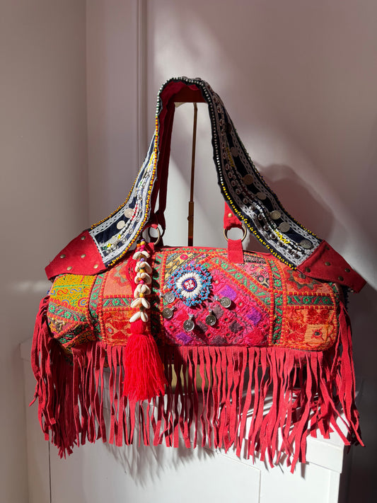 Havana Overnight Tassel Bag - Red