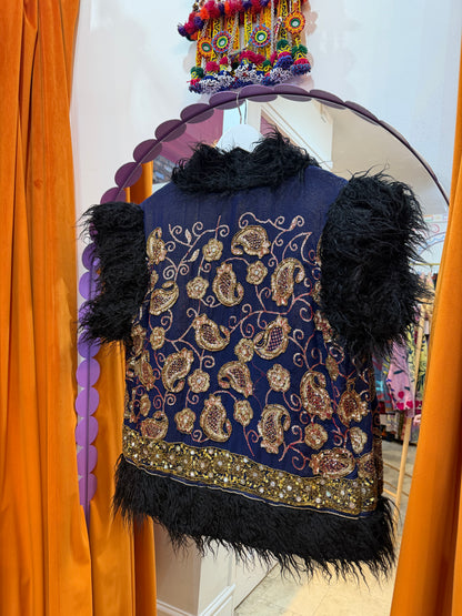 Faux Fur Sari Gilet - 3