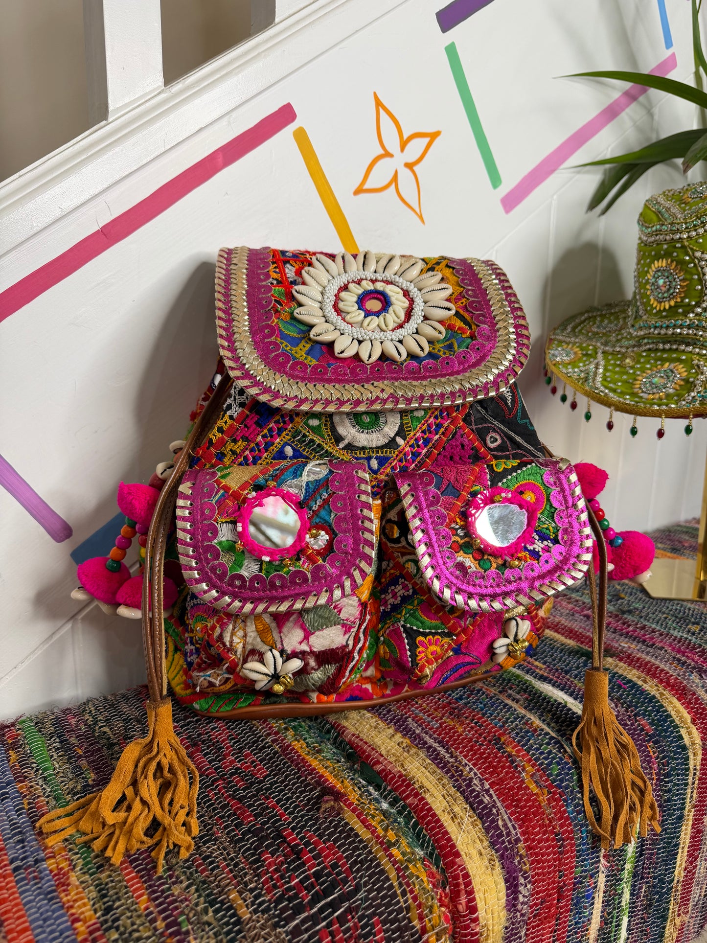 Boho Medium Pink Backpack