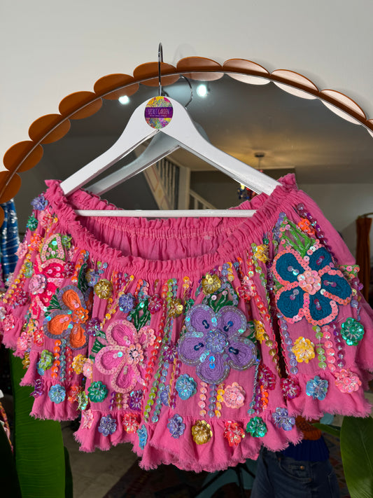 Gypsy Soul Off The Shoulder Top - Pink 2
