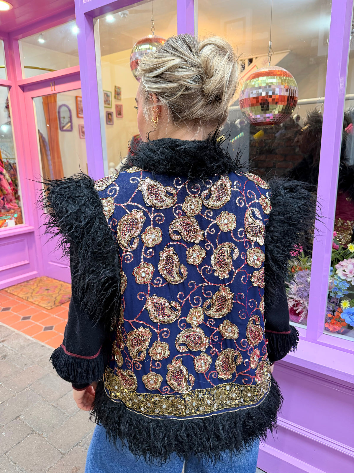 Faux Fur Sari Gilet - 3