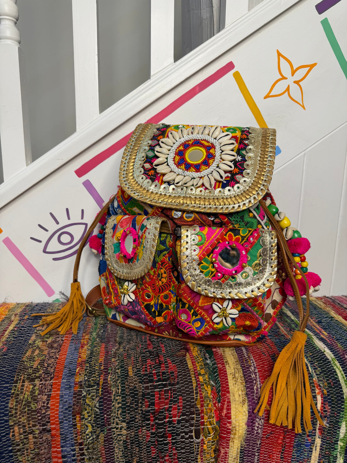 Boho Medium Gold Backpacks