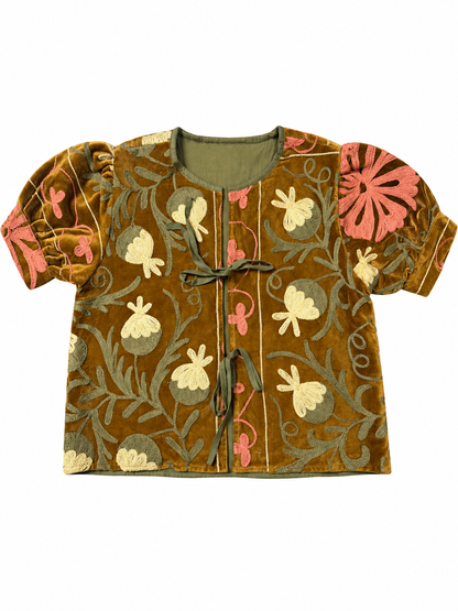 Velvet Suzani Bow Top