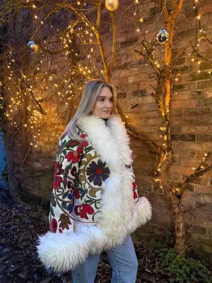 Vintage 70s Afghan Suzani Short Coat