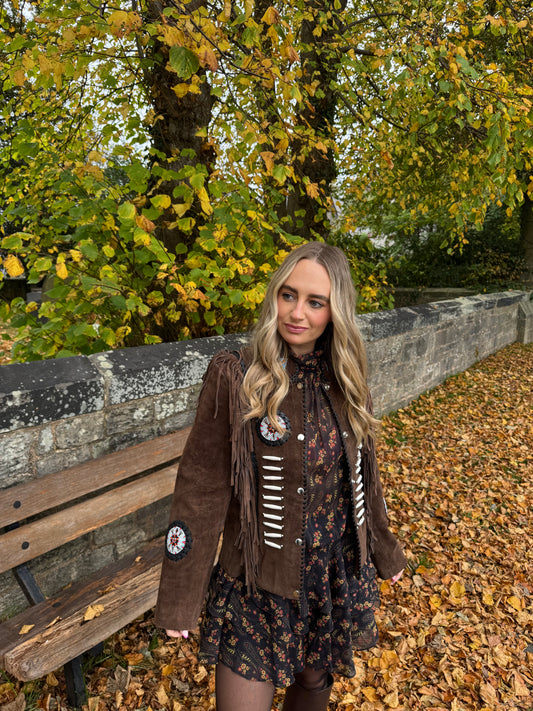 Arizona Brown Tassel Suede Jacket