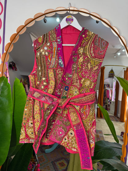Tapestry Vintage Waistcoat - Pink