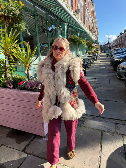 Vintage Embroidered Fur Gilet