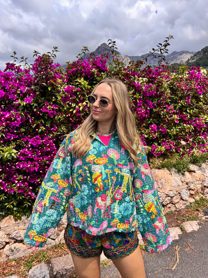 Mushroom Kantha Hoodie