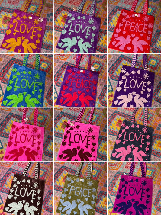 Peace & Love Tote Bags