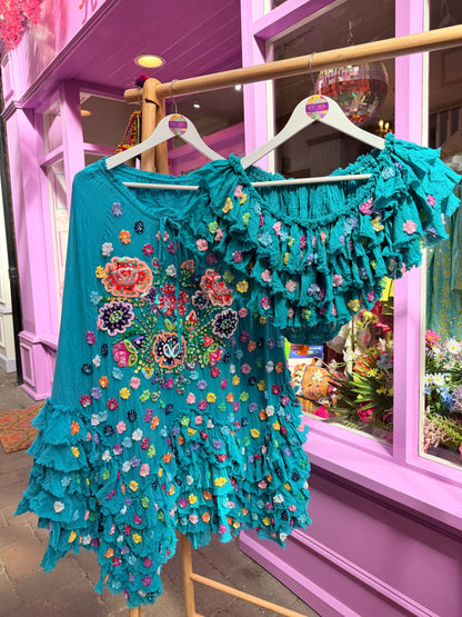 Gypsy Soul Teal Top & Skirt Co ord