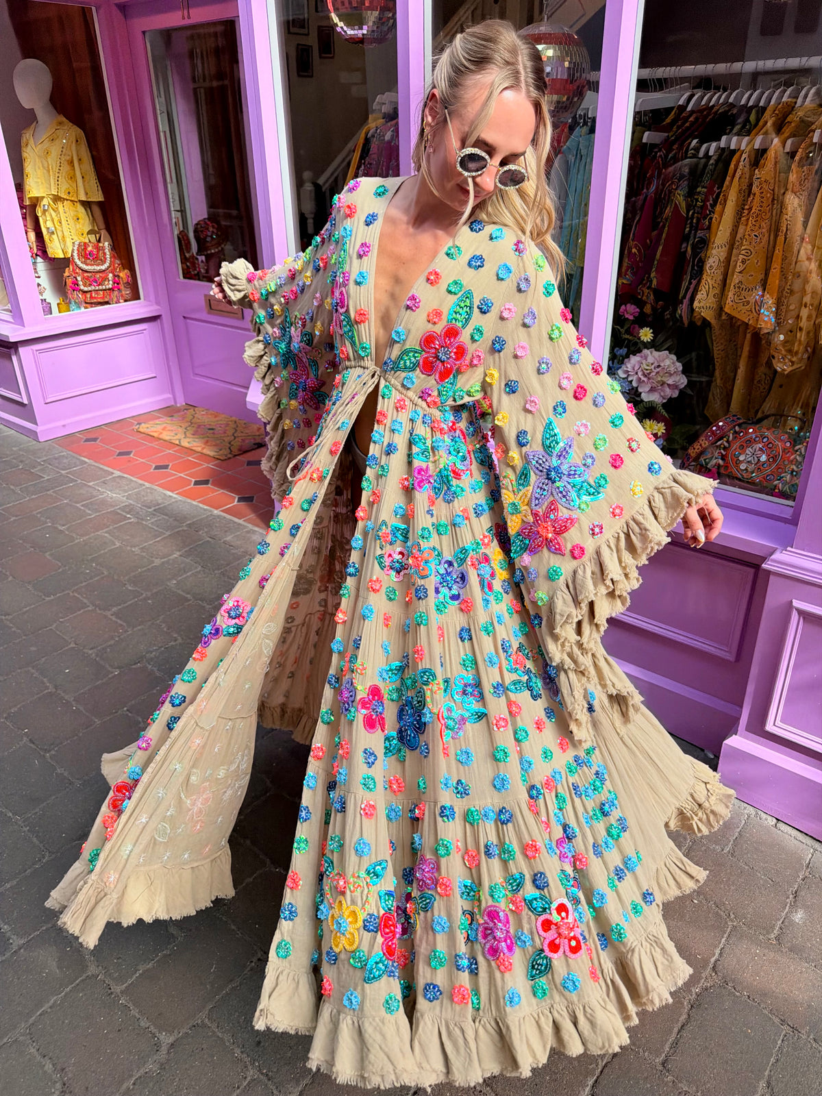 Gypsy Soul Maxi Kimono Ruffle Jacket in