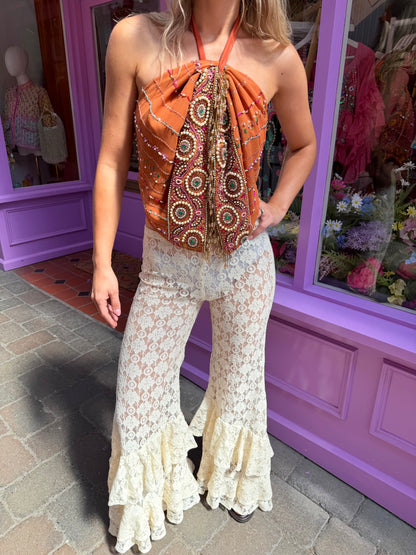Ibiza Sari Mini Wrap Top in Peach