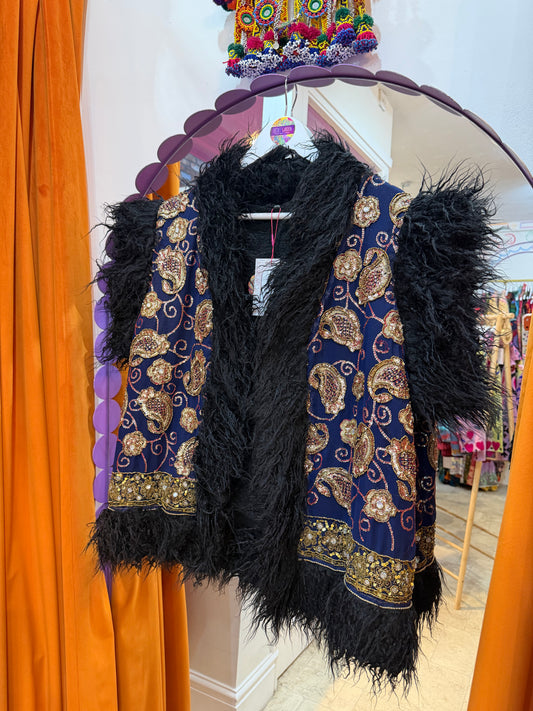 Faux Fur Sari Gilet - 4