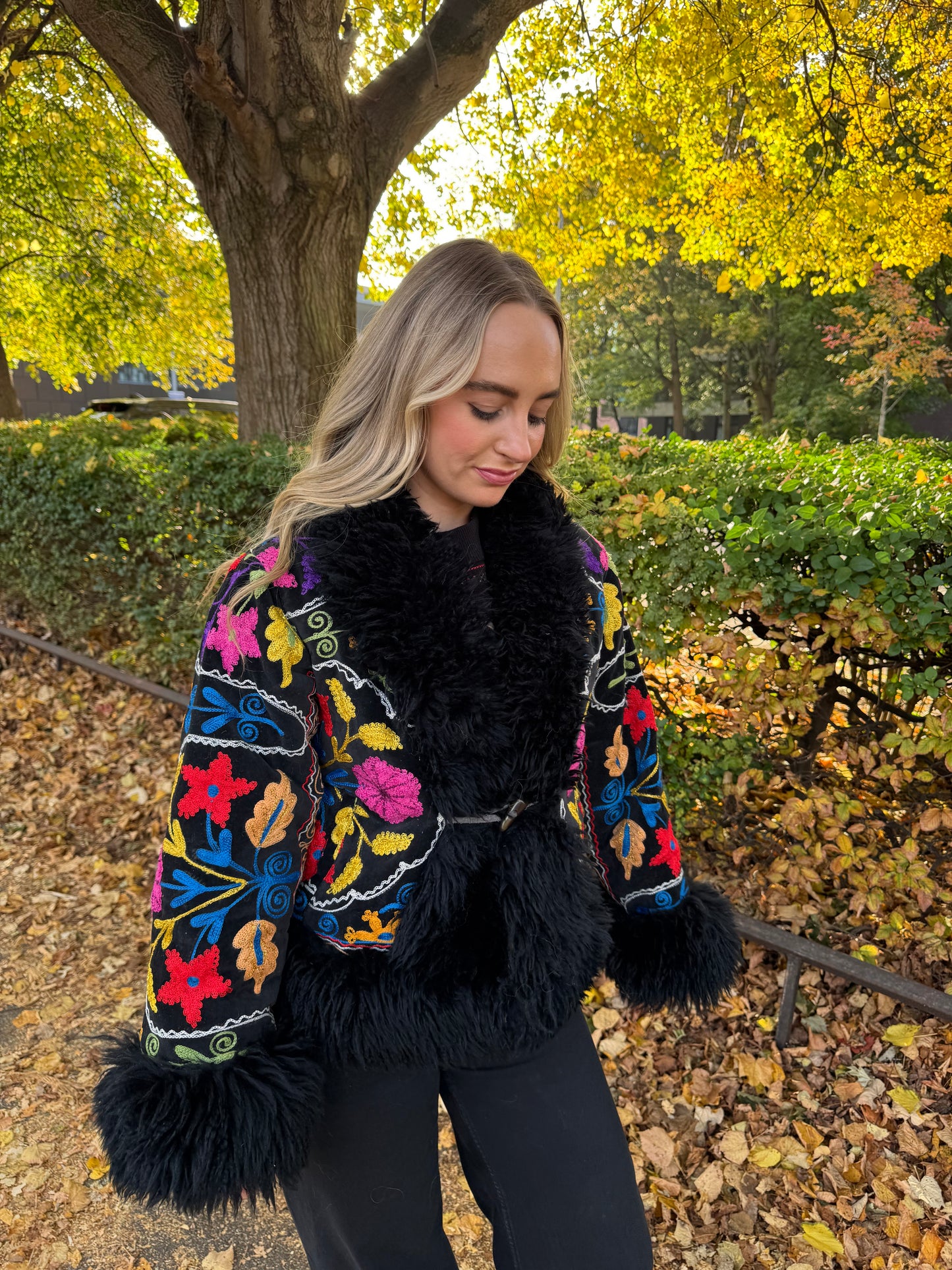 Vintage 70s Afghan Suzani Short Coat