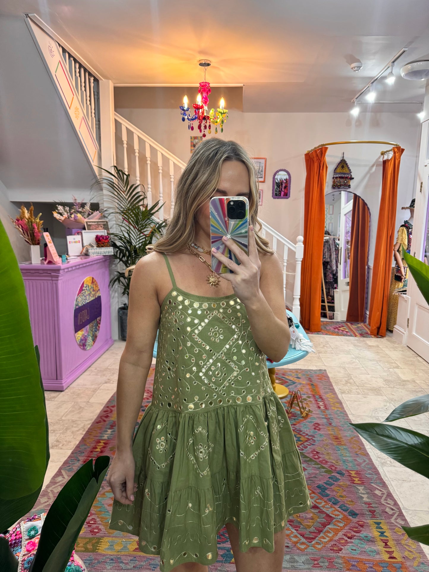 Olive Green Zari Dress