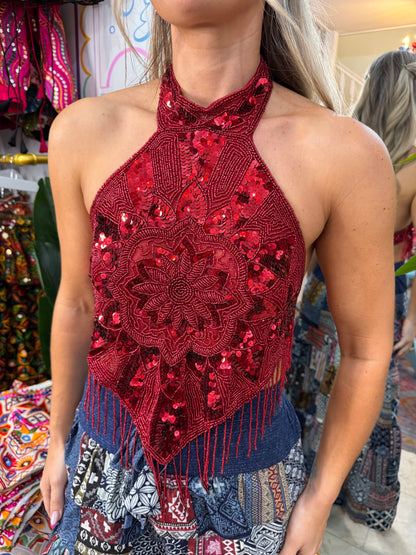 Flower Power Top in Red