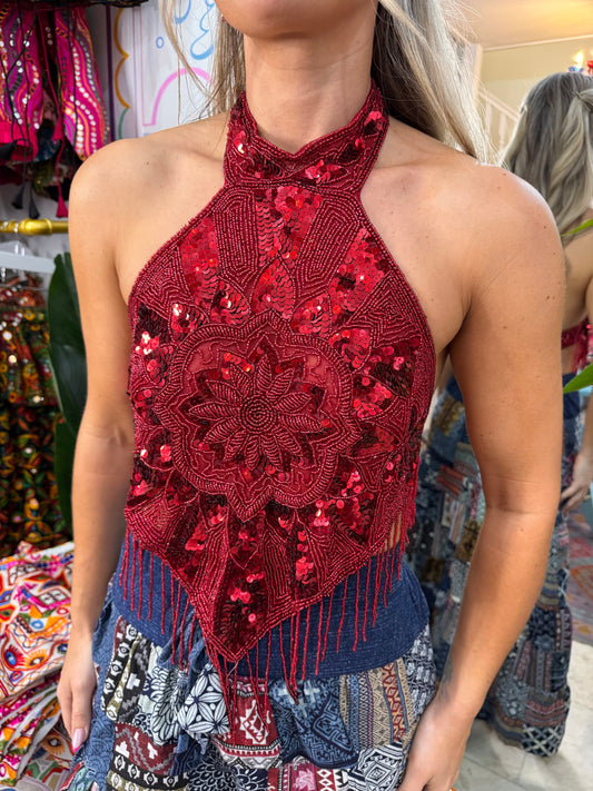 Flower Power Top in Red