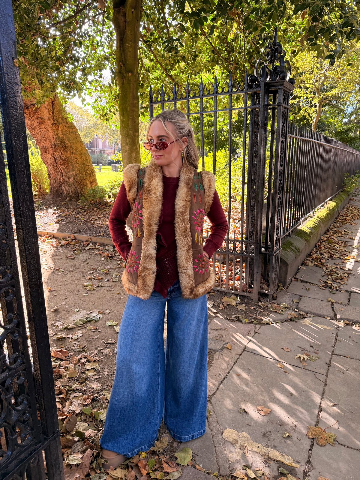 Vintage Embroidered Fur Gilet