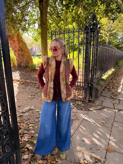 Vintage Embroidered Fur Gilet