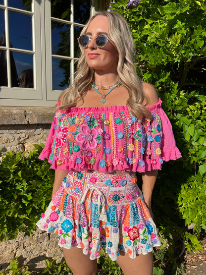 Gypsy Soul Mini Cream Flower Skirts