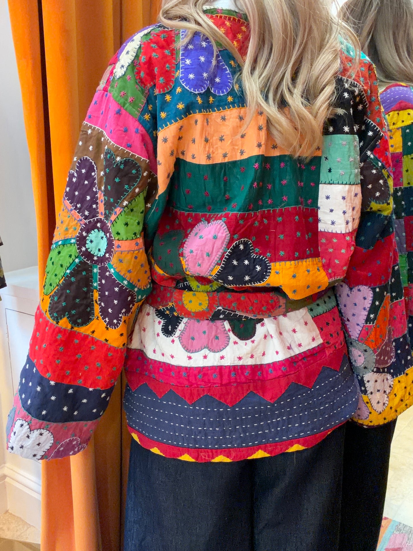Kantha Flower Stitch Kimono Jacket