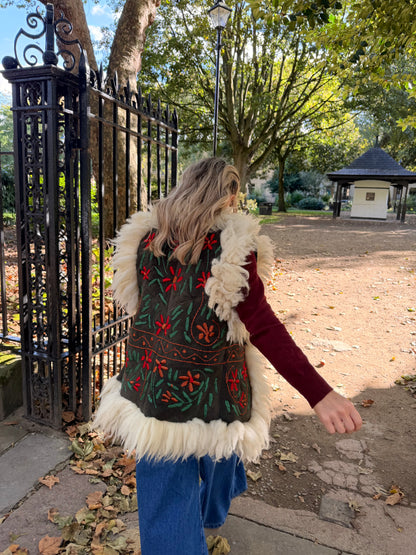 Vintage Embroidered Fur Gilet