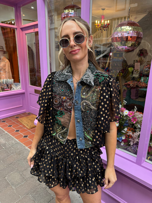 Golden Hour Embellished Ruffle Jacket