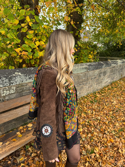 Black Phulkari Mirrored Scarf