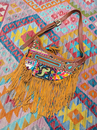 Boho Tan Saddle Fringe Bags