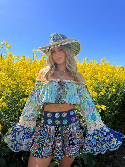 Gypsy Soul Embellished Bardot Top & Skirt Co Ord
