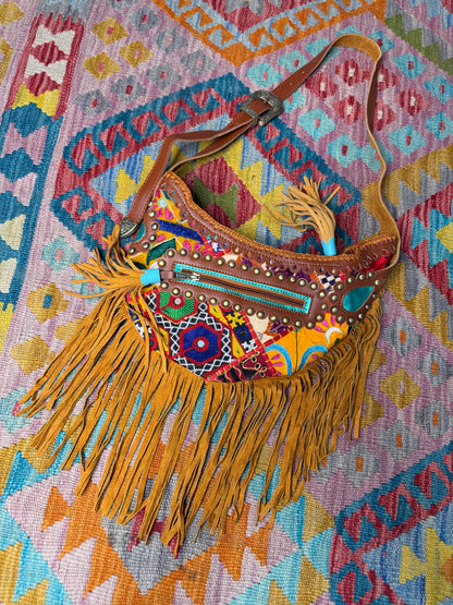 Boho Tan Saddle Fringe Bags