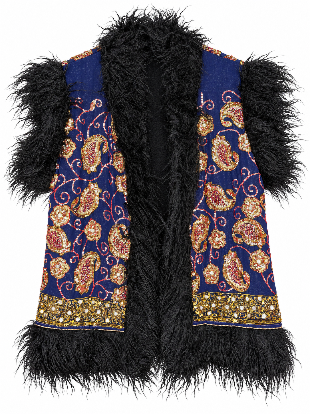 Faux Fur Sari Gilet - 5