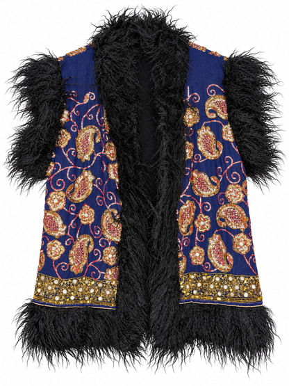 Faux Fur Sari Gilet - 5