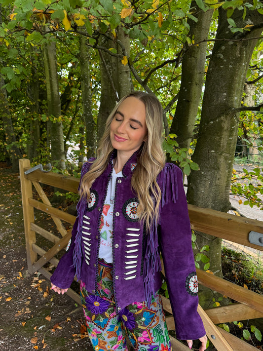 Arizona Purple Tassel Suede Jacket - Pre Order