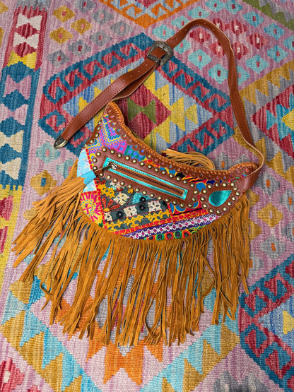 Boho Tan Saddle Fringe Bags
