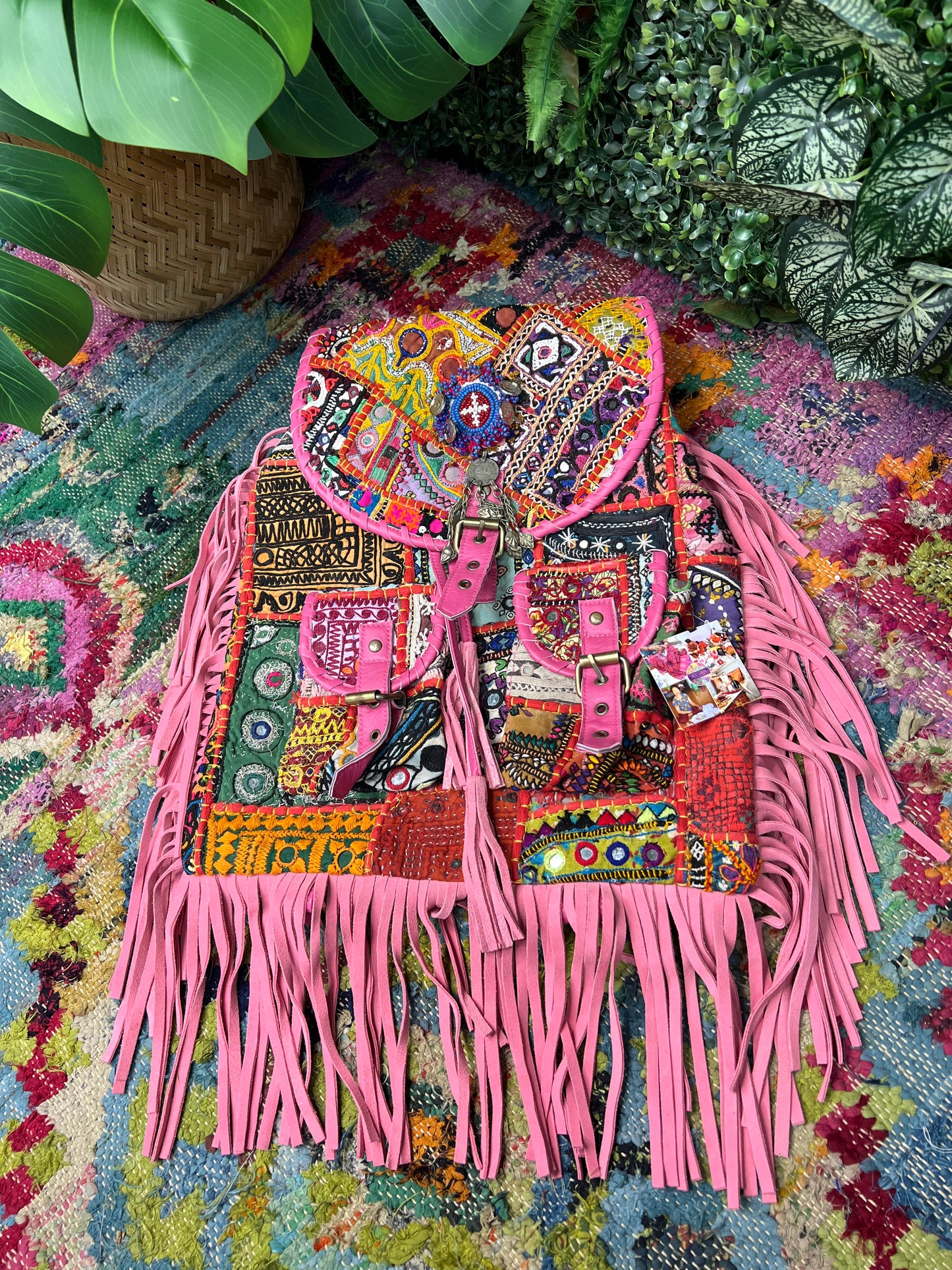 Boho Pink Tassel Backpacks - 5