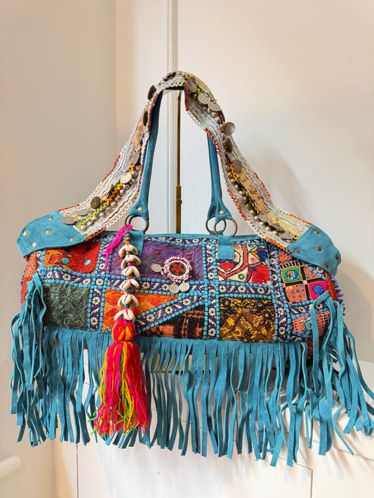 Havana Overnight Tassel Bag - Blue