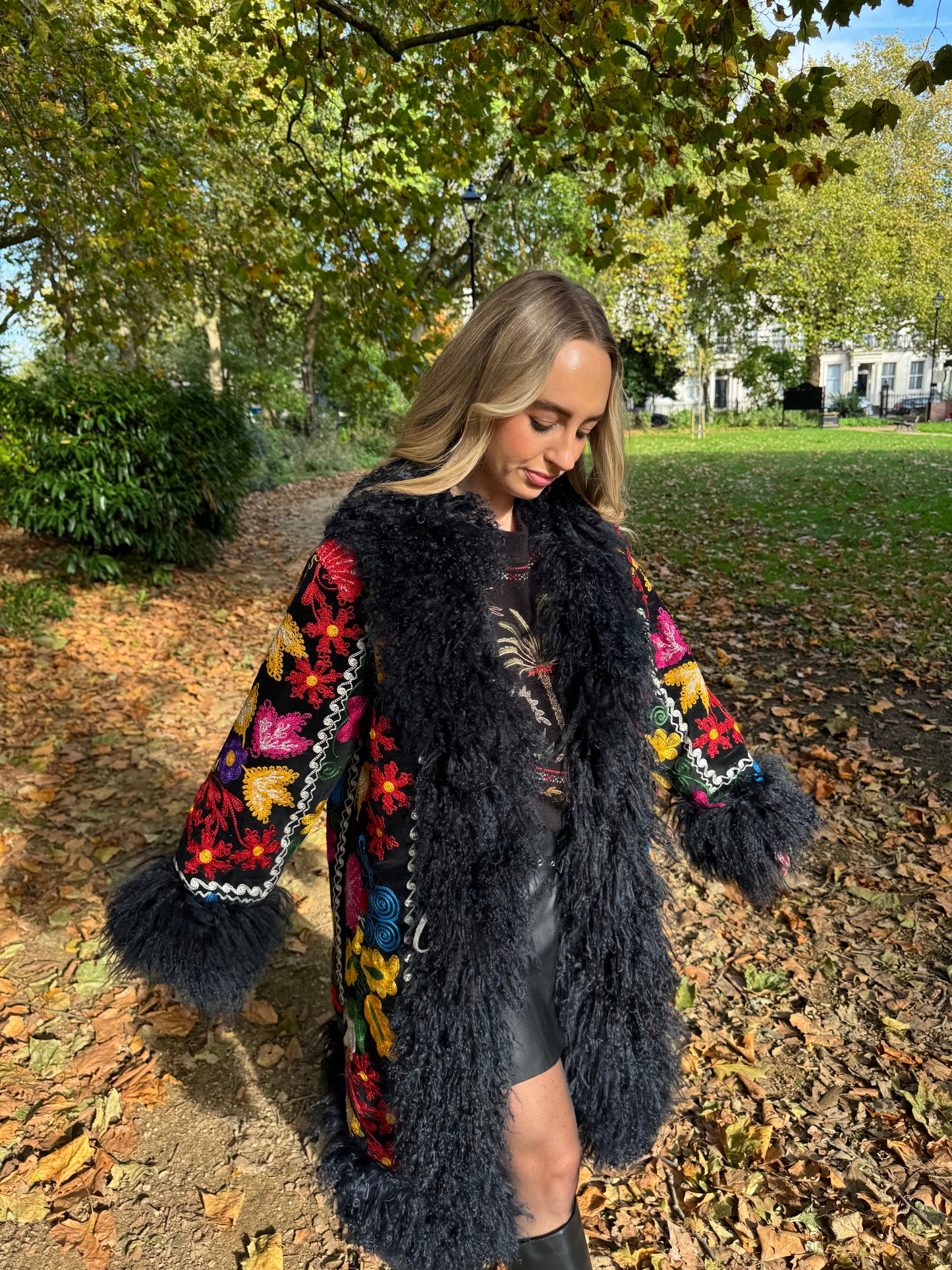 Vintage 70s Afghan Suzani Long Coat