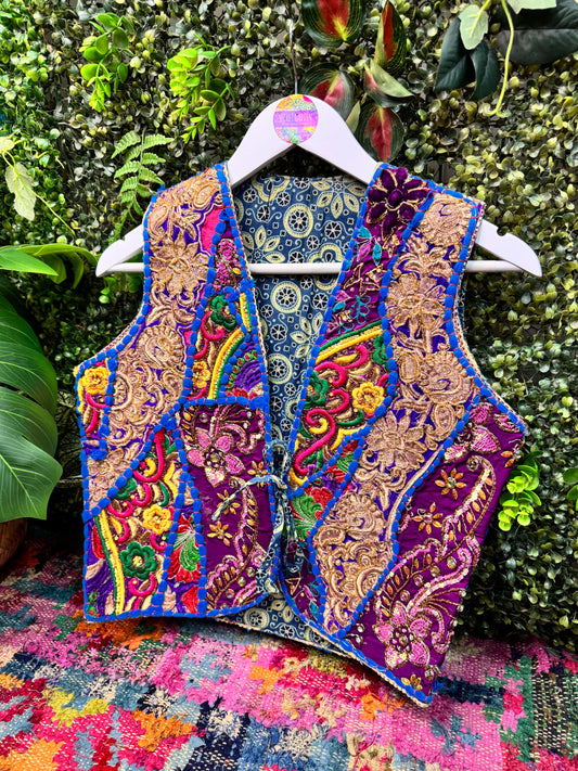 Tapestry Vintage Waistcoat - Blue