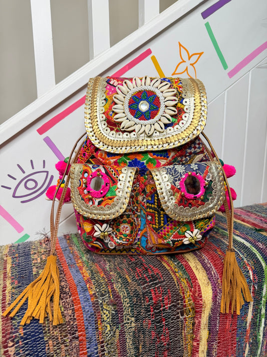 Boho Medium Gold Backpack
