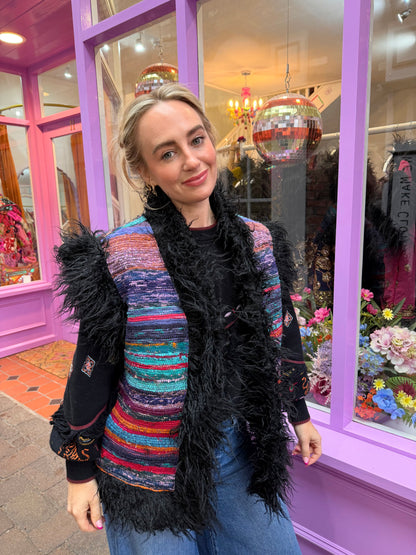 Faux Fur Rag Rug Gilet - 2