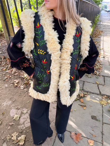 Vintage Embroidered Fur Gilet