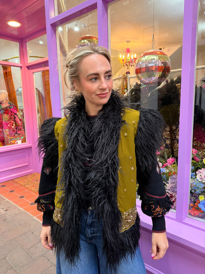 Faux Fur Sari Gilet - 1
